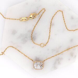 Modern Illusion-Set Lab Diamond Necklace – 14K Yellow Gold
